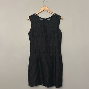 Milly Of New York Black Geometric Overlay Mini Shift Dress 10 Classic